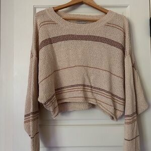 tan, brown and orange stripe cropped sweater